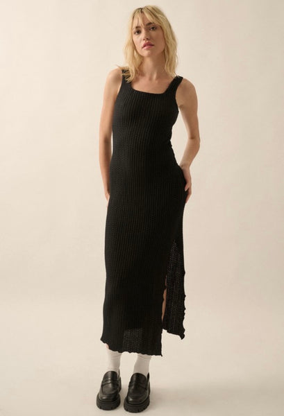 Black Textured Midi Dress – Fashion Rx