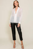 White Fringe Glitter Button Down