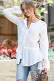 White Lace Sleeve Peasant Top