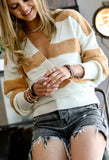 Latte Stripe Criss Cross Sweater