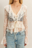 Cream Lace Tie Top