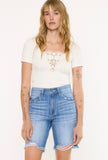 Denim Pinstripe Bermuda Shorts