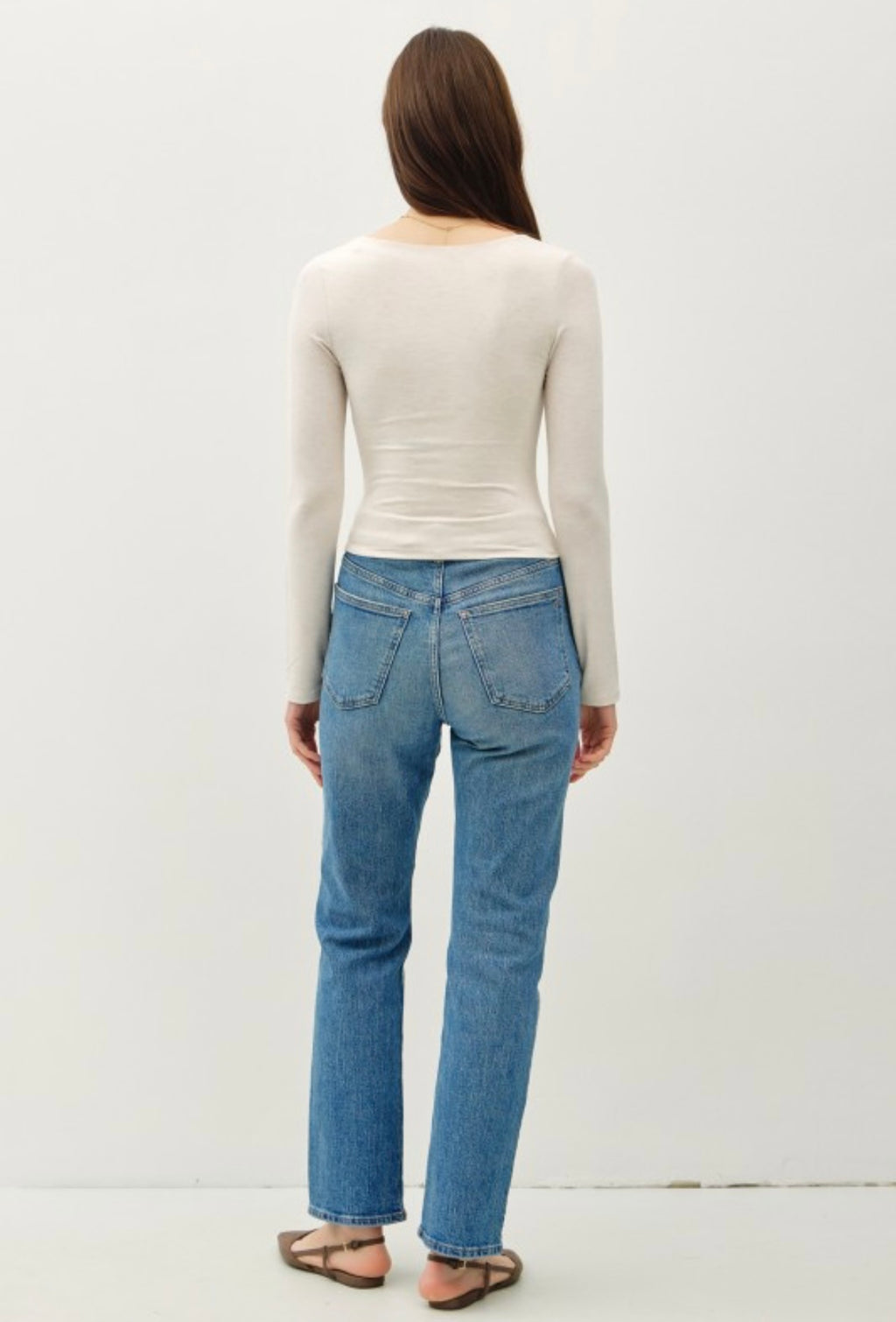 Oatmeal Round Neck Long Sleeve Top
