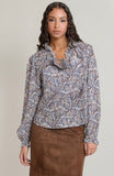 Blue Paisley Peasant Top