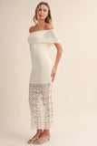 Cream Off The Shoulder Crochet Dress