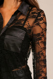 Black Lace Button Down