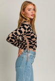 Camel Check Drawstring Sweater
