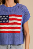 Blue Flag Knit Top