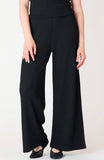Black Textured Wide Leg Pants