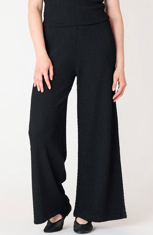 Black Textured Wide Leg Pants