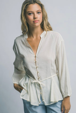 Cream Button Blouse