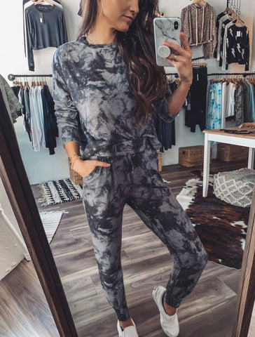 Grey Tie Dye Lounge Set