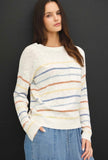 White Multi Stripe Pocket Sweater
