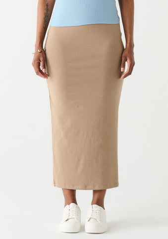 Mocha Stretch Midi Skirt