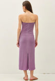 Plum Ribbed Strapless Dress