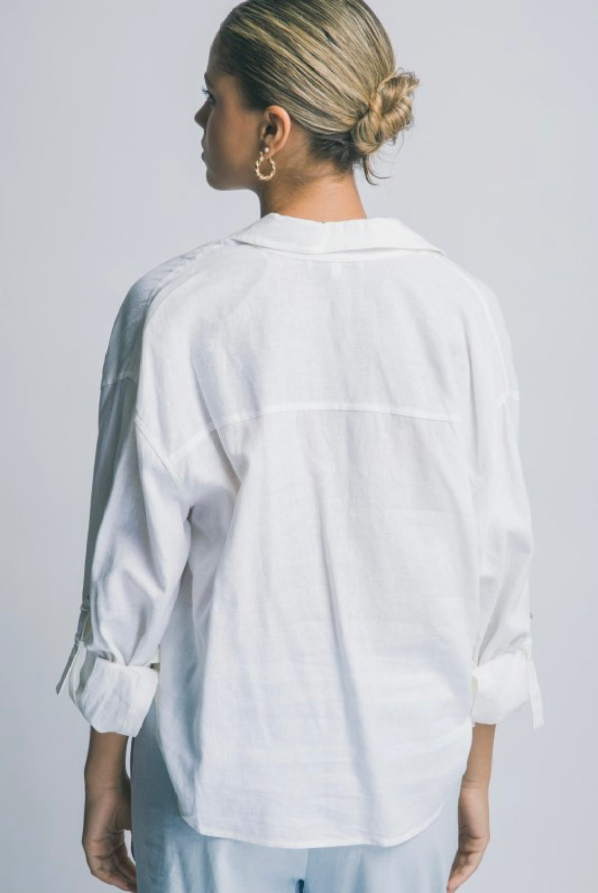 White Linen Twist Shirt