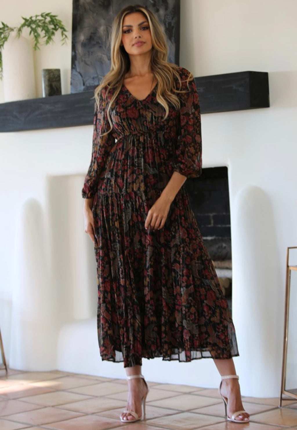 Desert Floral Metallic Dress