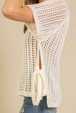 Cream Side Tie Sweater