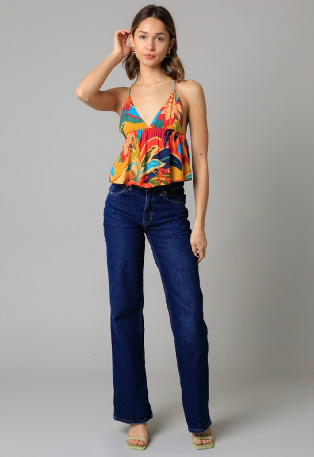 Tropical Peplum Top