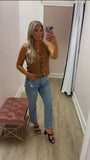 Camel Stripe Tuxedo Vest