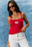 Red Embroidered Flag Tank