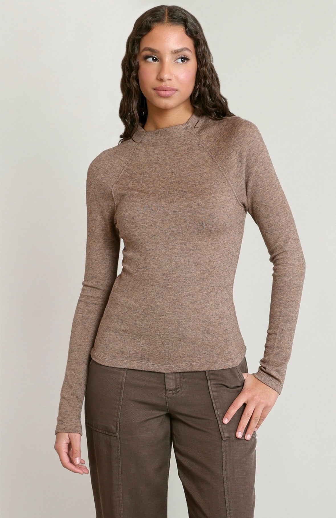 Light Heather Brown Knit Top