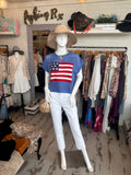 Blue Flag Knit Top