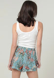 Blue Floral Belted Shorts