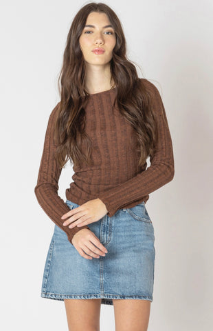 Brown Melange Ribbed Top