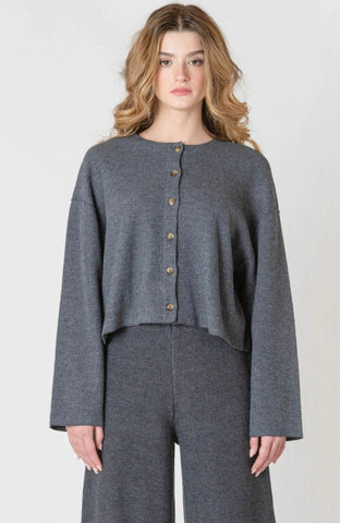 Charcoal Ribbed Cardigan