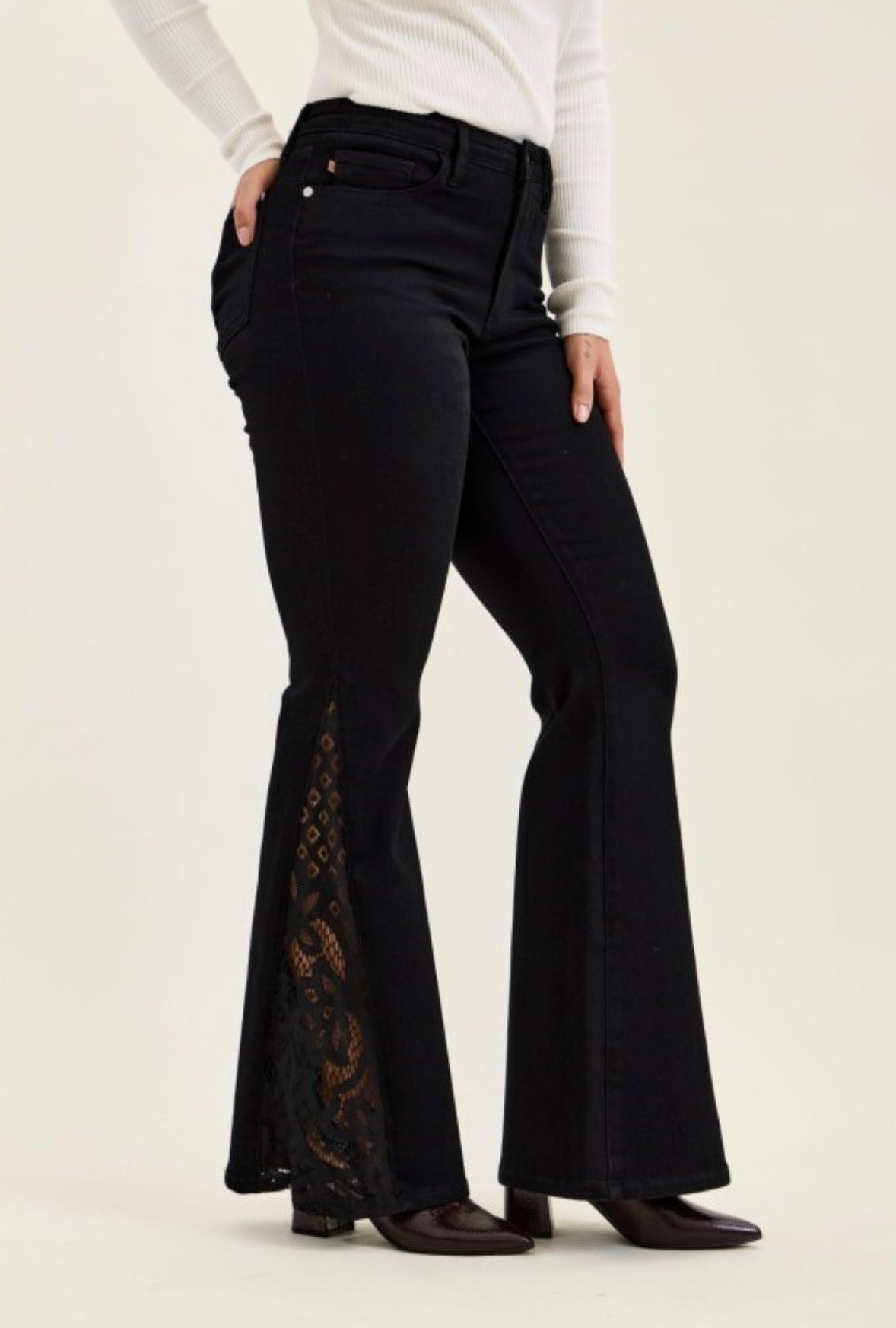 Black Lace Flare Jeans
