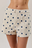 Blue Polka Dot Denim Shorts