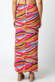 Multicolor Ruched Midi Skirt