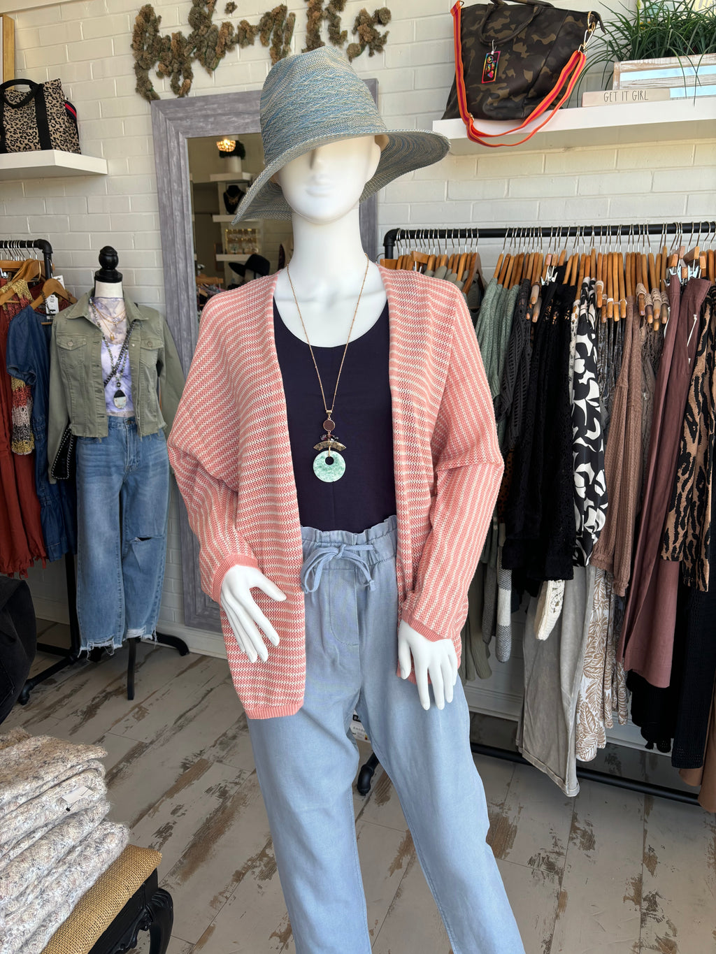 Dusty Coral Stripe Cardigan