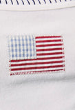 White Embroidered Flag Tank