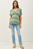 Sage Stripe Sleeveless Sweater