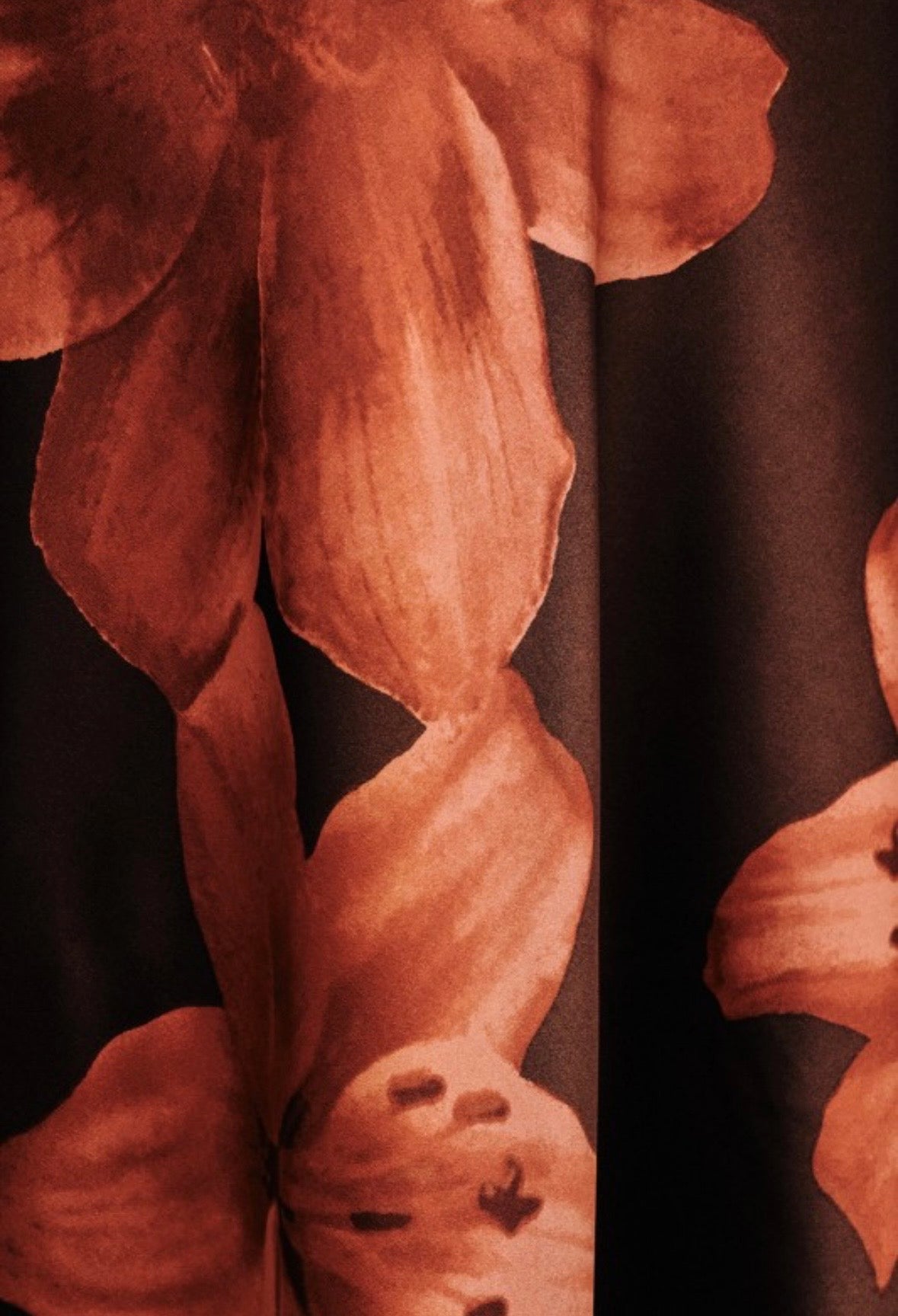 Brown Floral Satin Skirt