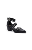 Black Tessa Buckle Heel Mule