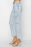 High Rise Crop Stitched Jeans