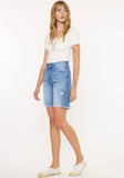 Denim Pinstripe Bermuda Shorts