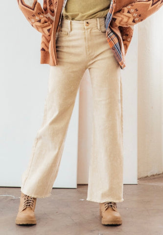 Taupe Cropped Vintage Wide Leg Jeans