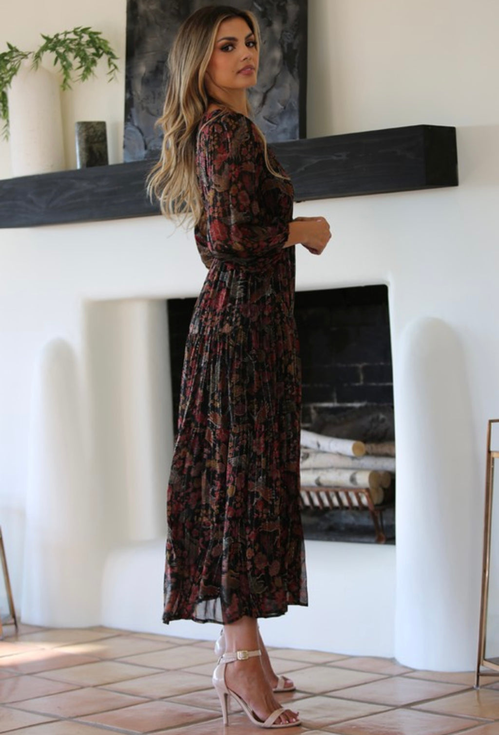 Desert Floral Metallic Dress