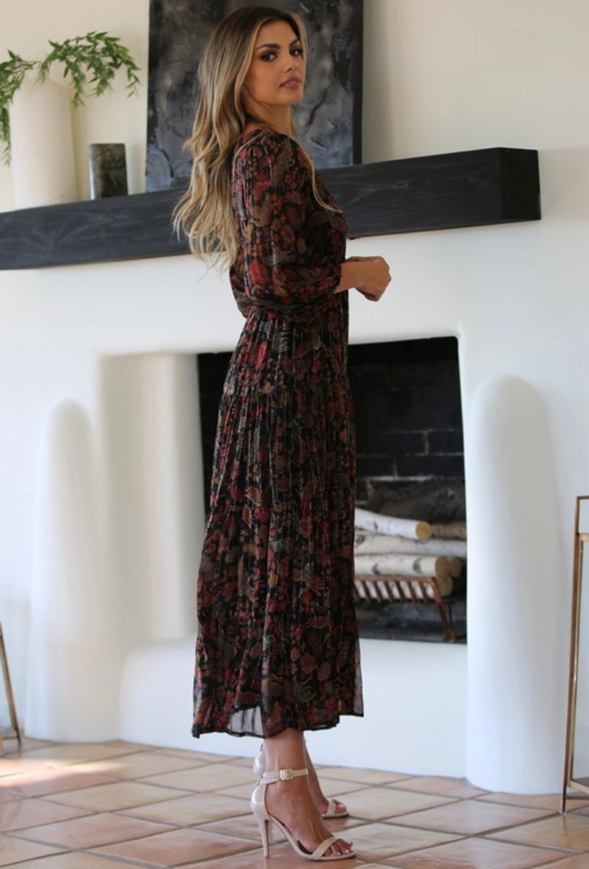 Desert Floral Metallic Dress