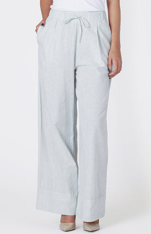 Linen Pinstripe Wide Leg Pants