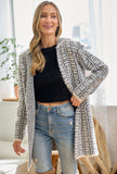 White Hooded Block Cardigan