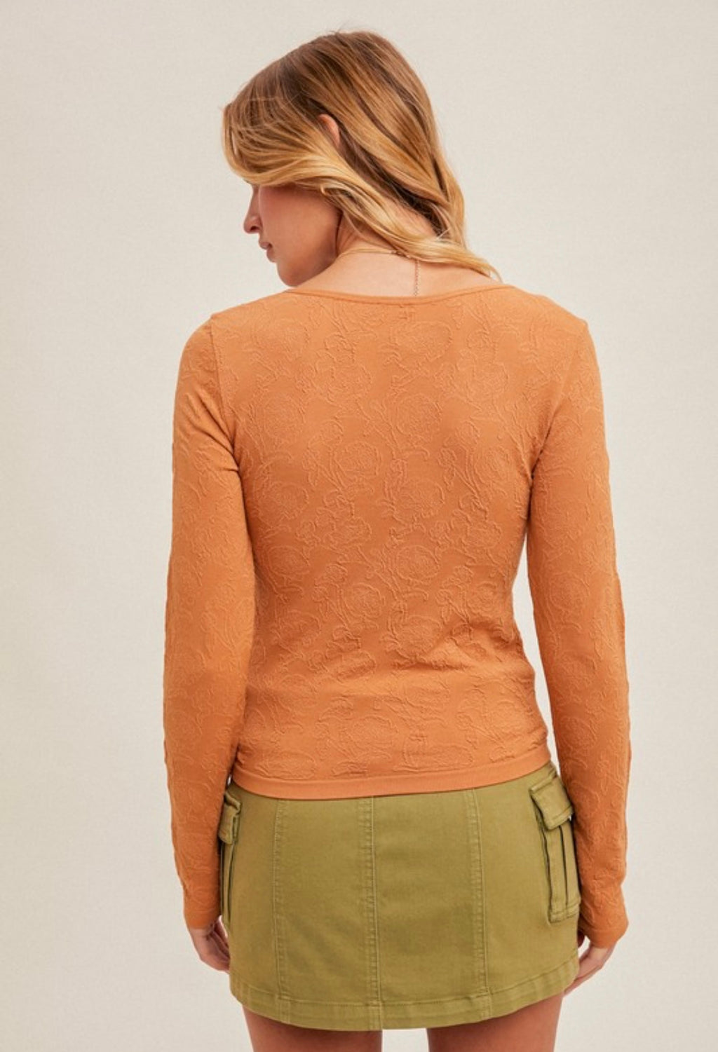 Camel Textured Snap Top