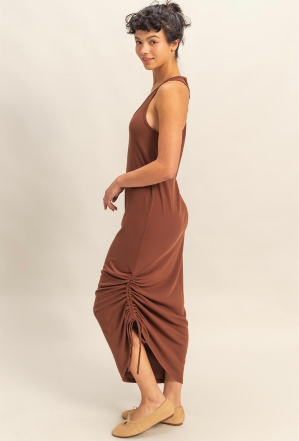 Brown Twist Tank Dress