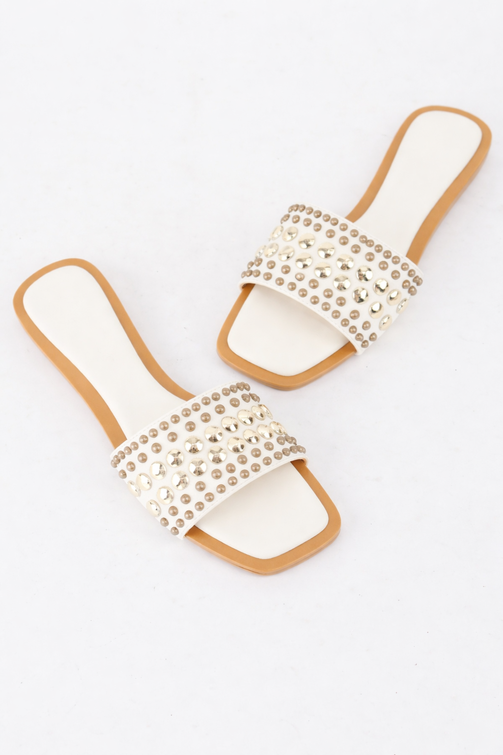 White Studded Sandals