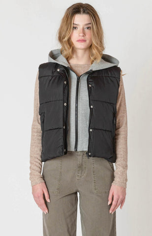 Black Hooded Puffer Vest