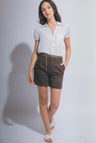 Brown Belted Bermuda Shorts